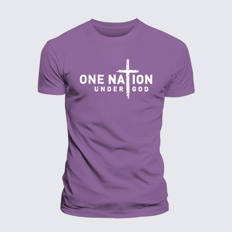 One Nation Under God Cross Jesus God Christian Premium Mercerized Cotton Tee