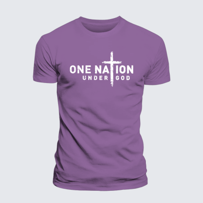 One Nation Under God Cross Jesus God Christian Premium Mercerized Cotton Tee