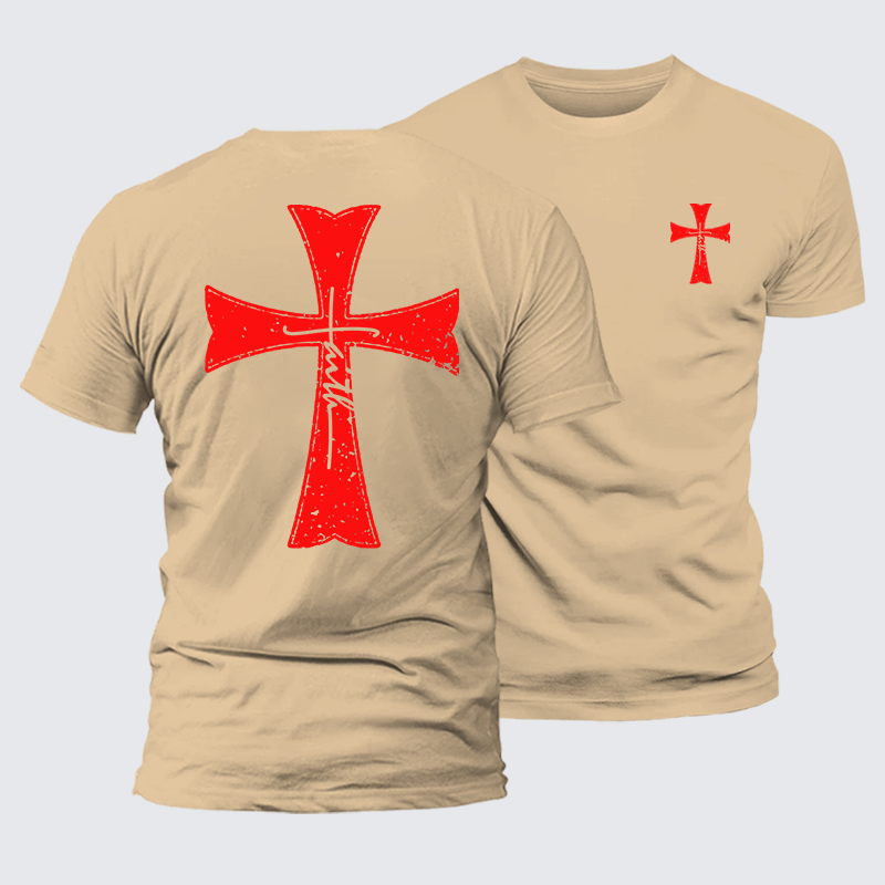 Knights Templar Crusader Cross Faith Jesus God Christian Premium Mercerized Cotton Tee