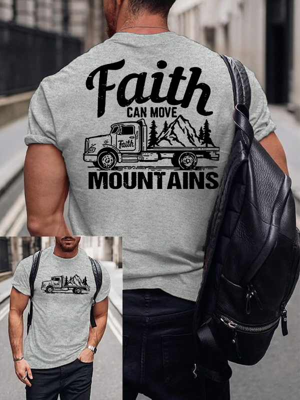 Faith Can Move Mountains Jesus God Christian Cotton T-Shirt