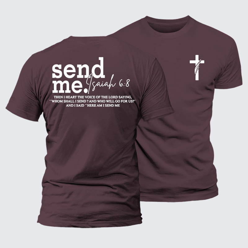 Send Me Isaiah 6:8 Jesus God Christian Premium Mercerized Cotton Tee