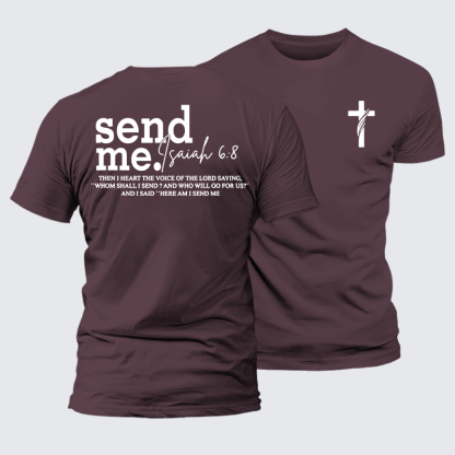 Send Me Isaiah 6:8 Jesus God Christian Premium Mercerized Cotton Tee