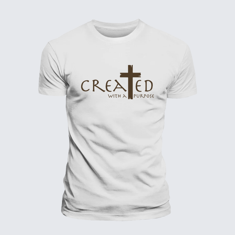 Created with a Purpose Jesus God Christian Premium Mercerized Cotton Tee