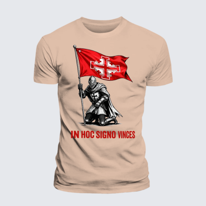 In Hoc Signo Vinces Jesus God Christian Premium Mercerized Cotton Tee