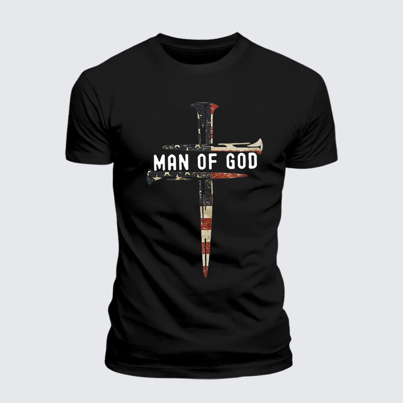 Man Of God Jesus God Christian Premium Mercerized Cotton Tee