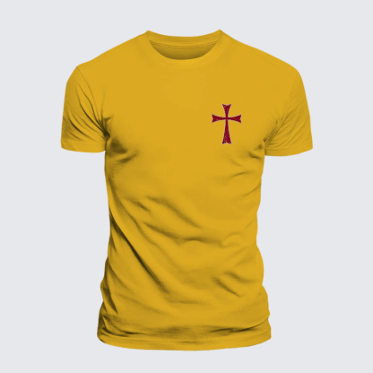 Knights Templar Crusader Cross Jesus God Christian Premium Mercerized Cotton Tee