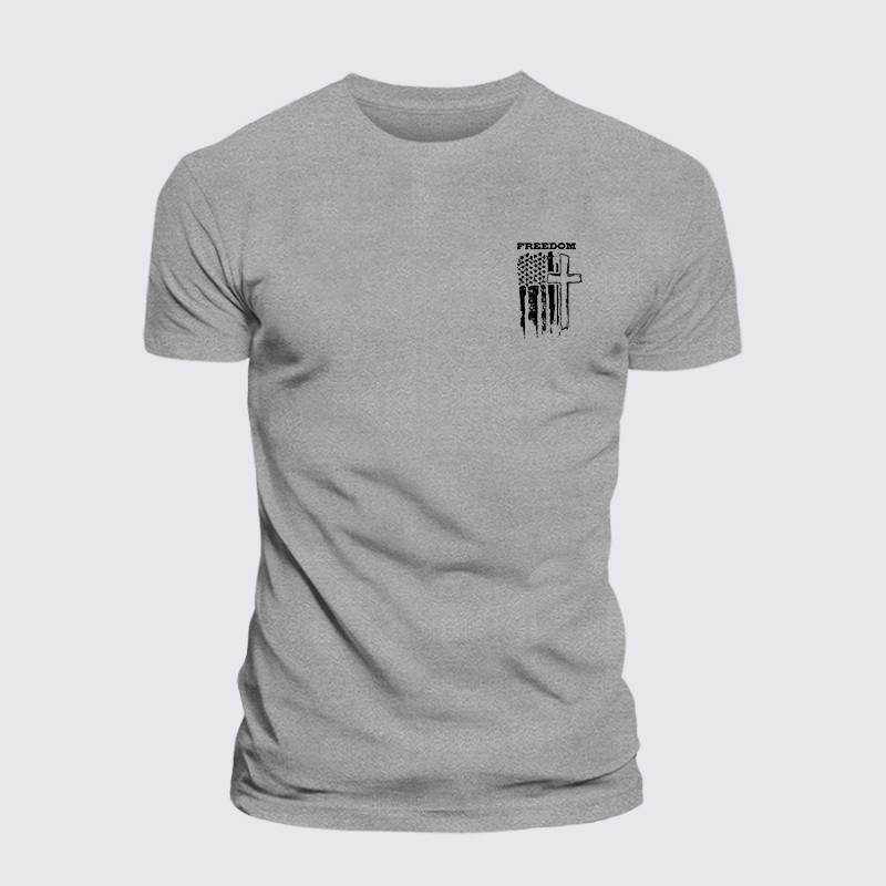 Freedom Cross Vertical Flag Jesus God Christian Cotton T-Shirt