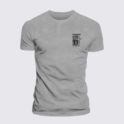 Freedom Cross Vertical Flag Jesus God Christian Cotton T-Shirt