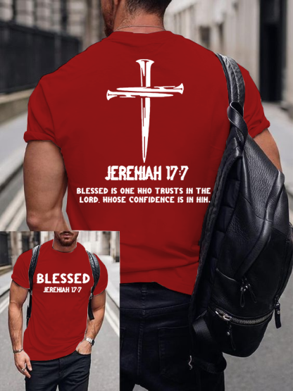Blessed Is One Who Trusts In The Lord Jesus God Christian Cotton T-Shirt