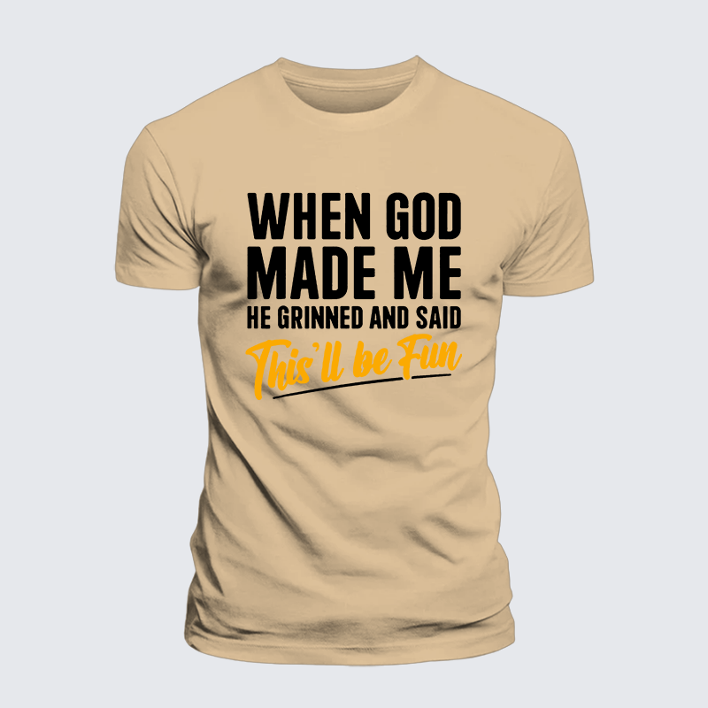 When God Made Me Jesus God Christian Premium Mercerized Cotton Tee