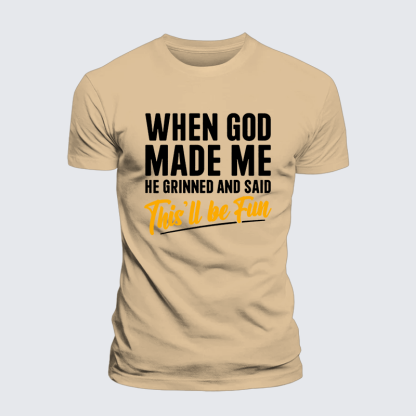 When God Made Me Jesus God Christian Premium Mercerized Cotton Tee