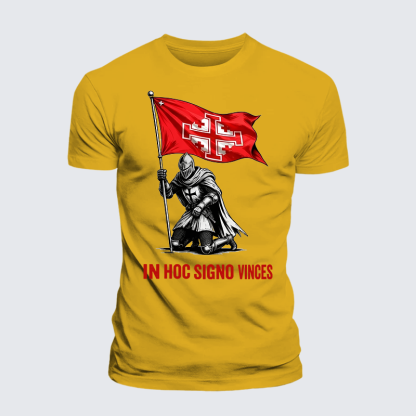 In Hoc Signo Vinces Jesus God Christian Premium Mercerized Cotton Tee