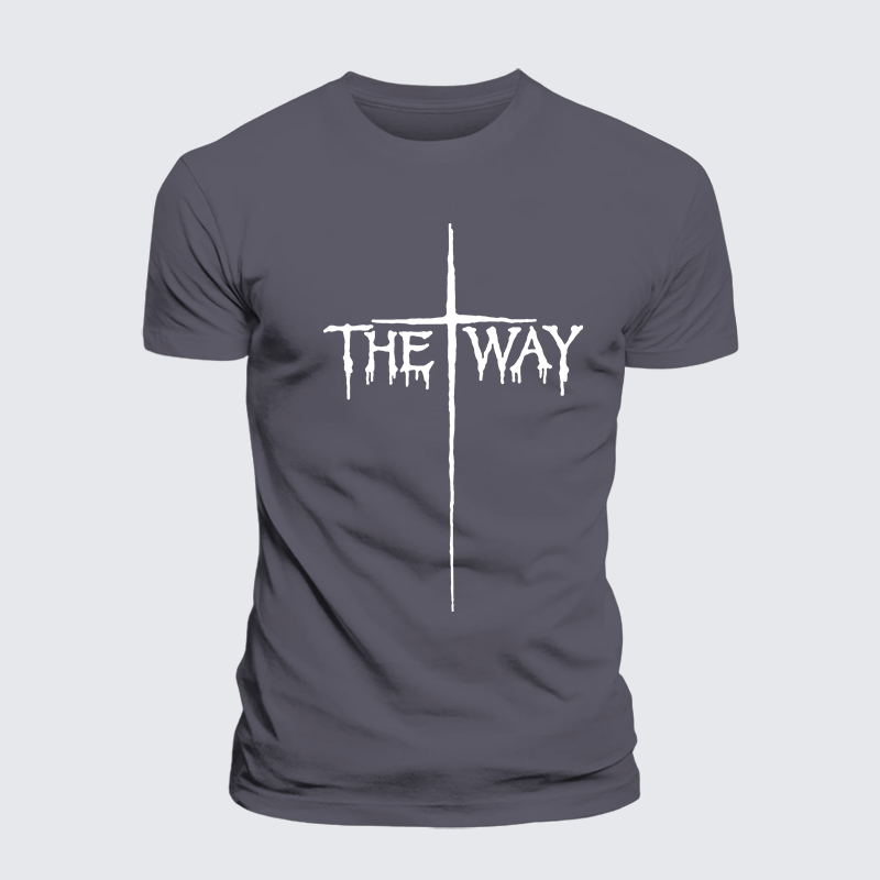 The Way Cross Faith Jesus God Christian Premium Mercerized Cotton Tee