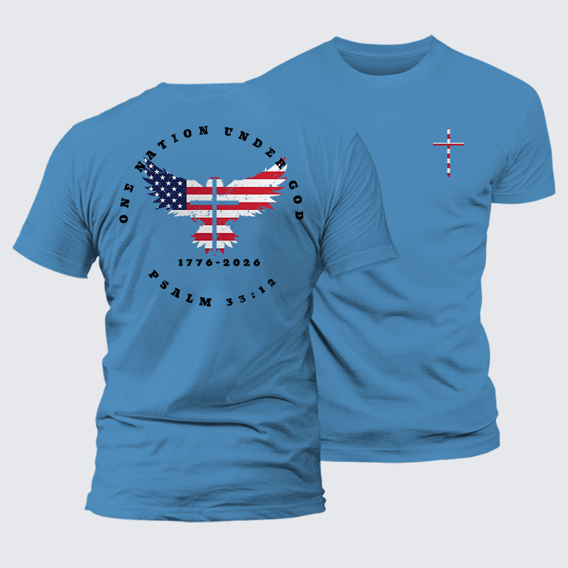 One Nation Under God Jesus God Christian Premium Mercerized Cotton Tee