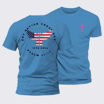 One Nation Under God Jesus God Christian Premium Mercerized Cotton Tee