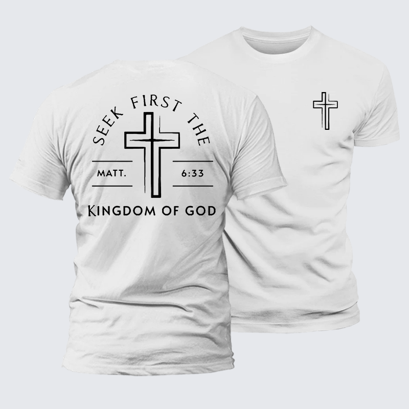 Seek First The Kingdom Of God Jesus God Christian Premium Mercerized Cotton Tee