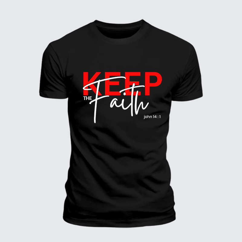 Keep The Faith Jesus God Christian Premium Mercerized Cotton Tee