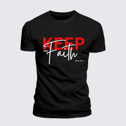 Keep The Faith Jesus God Christian Premium Mercerized Cotton Tee