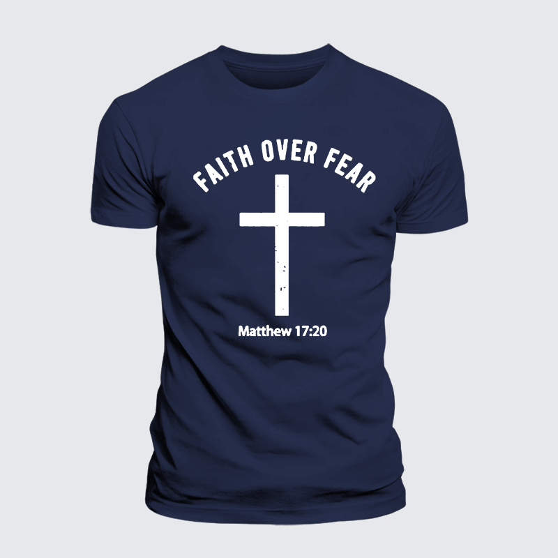 Faith Over Fear Jesus God Christian Premium Mercerized Cotton Tee