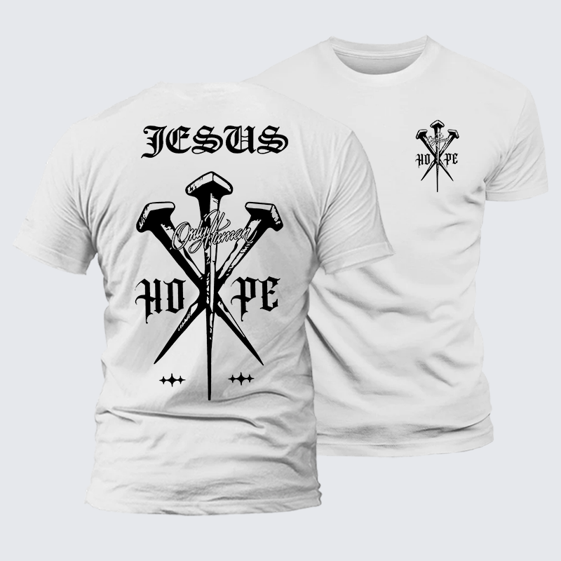 Only Human Hpoe Jesus God Christian Premium Mercerized Cotton Tee