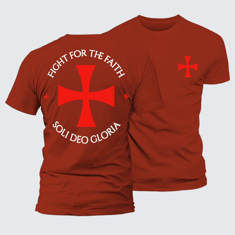 Fight for the Faith – Templar Cross Crusader Knight  Jesus God Christian Premium Mercerized Cotton Tee