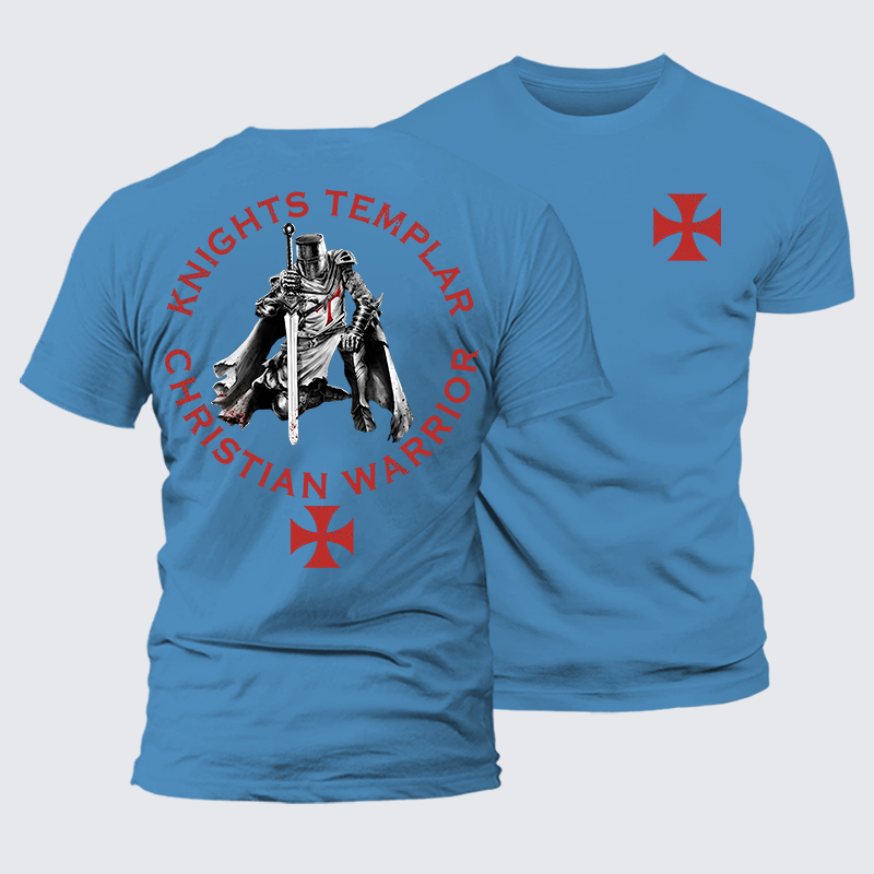 Knights Templar Templar Cross Crusader Knight  Jesus God Christian Premium Mercerized Cotton Tee