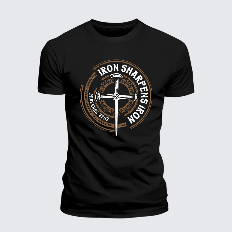 Iron Sharpens Iron - Proverbs 27:17 Jesus God Christian Premium Mercerized Cotton Tee