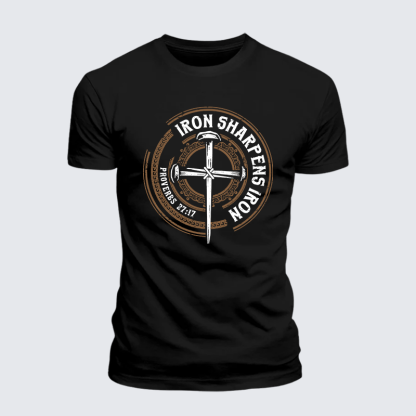 Iron Sharpens Iron - Proverbs 27:17 Jesus God Christian Premium Mercerized Cotton Tee