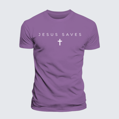 Jesus Saves Jesus God Christian Premium Mercerized Cotton Tee