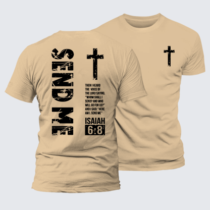 Send Me Isaiah 6:8 Christian Premium Mercerized Cotton Tee