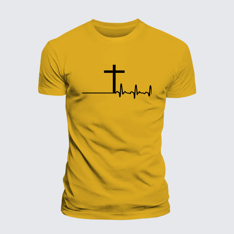 ECG Cross Jesus God Christian Premium Mercerized Cotton Tee