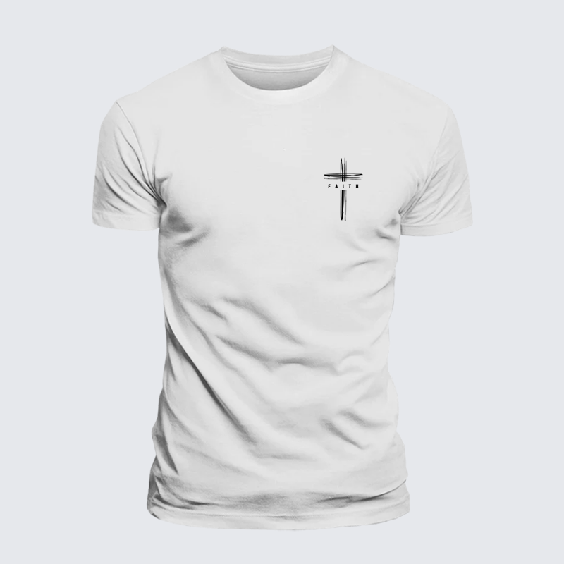 Faith Cross Jesus God Christian Premium Mercerized Cotton Tee