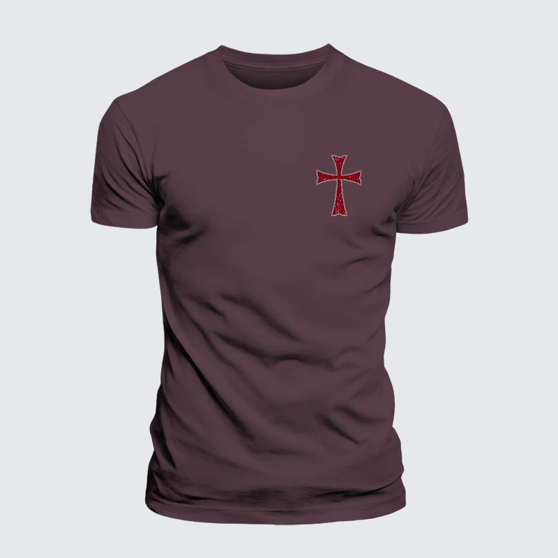 Knights Templar Crusader Cross Jesus God Christian Premium Mercerized Cotton Tee