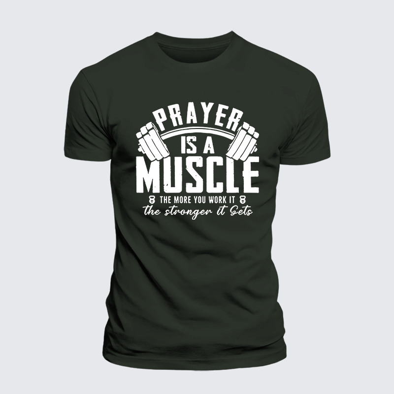 Prayer Is A Muscle Cross Jesus God Christian Premium Mercerized Cotton Tee