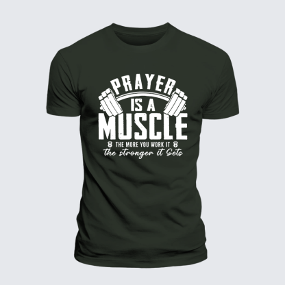 Prayer Is A Muscle Cross Jesus God Christian Premium Mercerized Cotton Tee