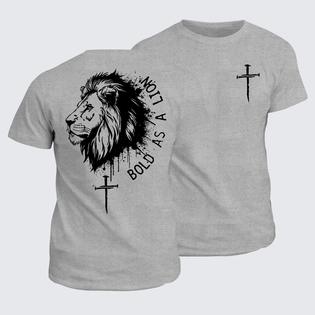 Bold as a Lion Jesus God Christian Cotton T-Shirt