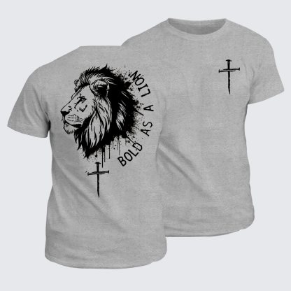 Bold as a Lion Jesus God Christian Cotton T-Shirt