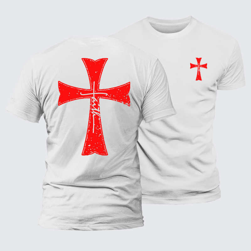 Knights Templar Crusader Cross Faith Jesus God Christian Premium Mercerized Cotton Tee