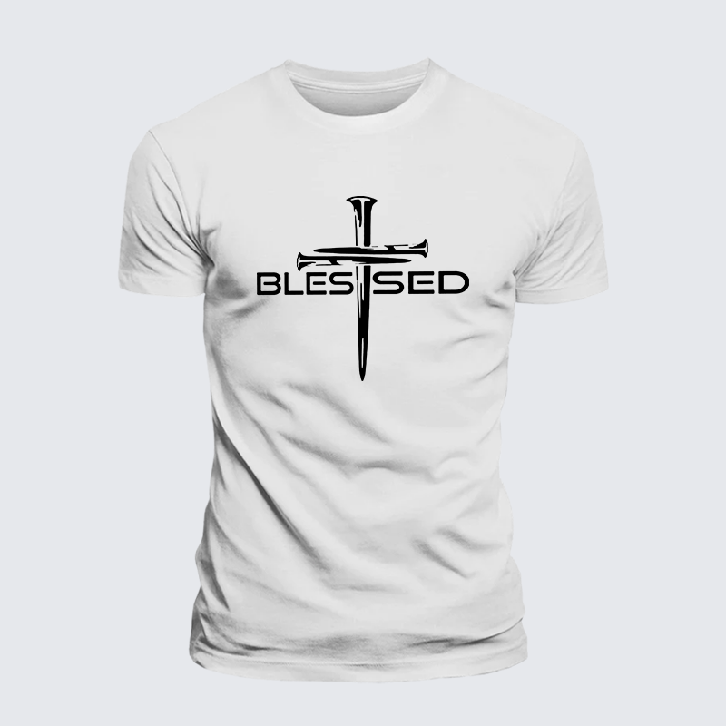 Cross Blessed Jesus God Christian Premium Mercerized Cotton Tee