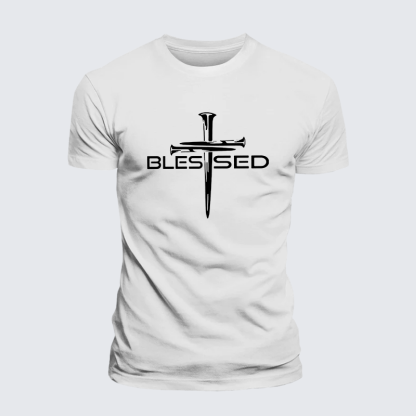 Cross Blessed Jesus God Christian Premium Mercerized Cotton Tee