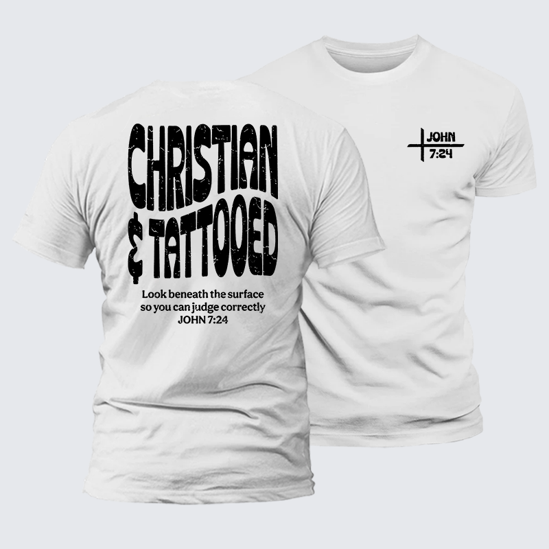 Christian & Tattooed Jesus God Christian Premium Mercerized Cotton Tee
