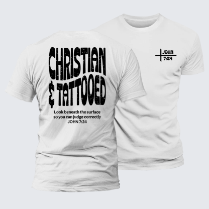 Christian & Tattooed Jesus God Christian Premium Mercerized Cotton Tee