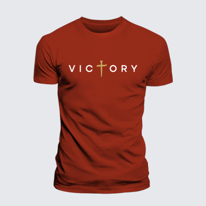 Victory Cross Jesus God Christian Premium Mercerized Cotton Tee