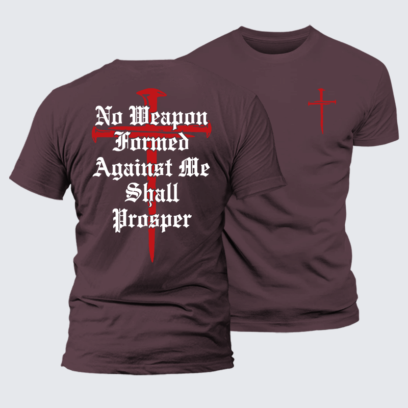 No Weapon Formed Against Me Shall Prosper Jesus God Christian Premium Mercerized Cotton Tee