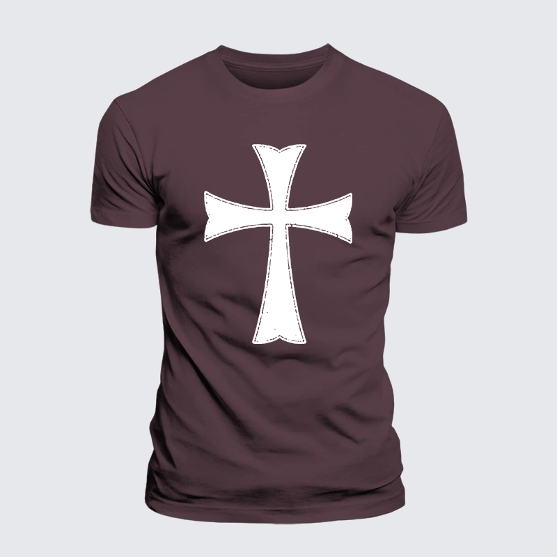 Knights Templar Crusader Cross Jesus God Christian Premium Mercerized Cotton Tee
