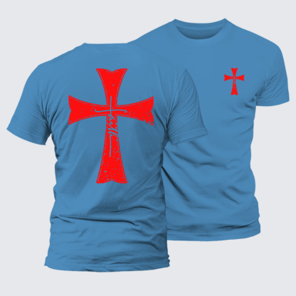 Knights Templar Crusader Cross Faith Jesus God Christian Premium Mercerized Cotton Tee