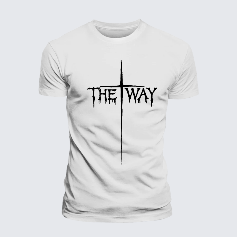 The Way Cross Faith Jesus God Christian Premium Mercerized Cotton Tee
