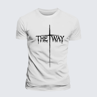 The Way Cross Faith Jesus God Christian Premium Mercerized Cotton Tee