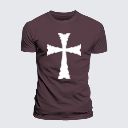 Knights Templar Crusader Cross Jesus God Christian Premium Mercerized Cotton Tee