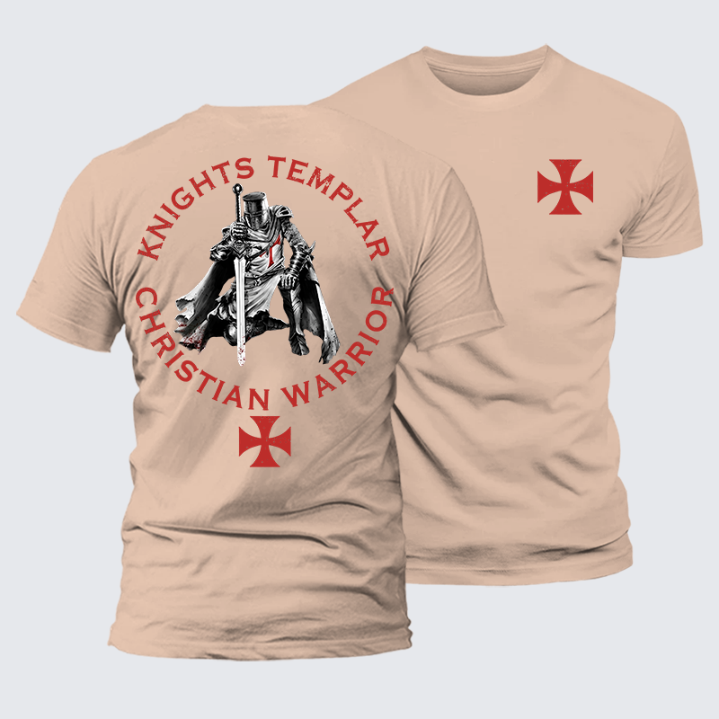 Knights Templar Templar Cross Crusader Knight  Jesus God Christian Premium Mercerized Cotton Tee
